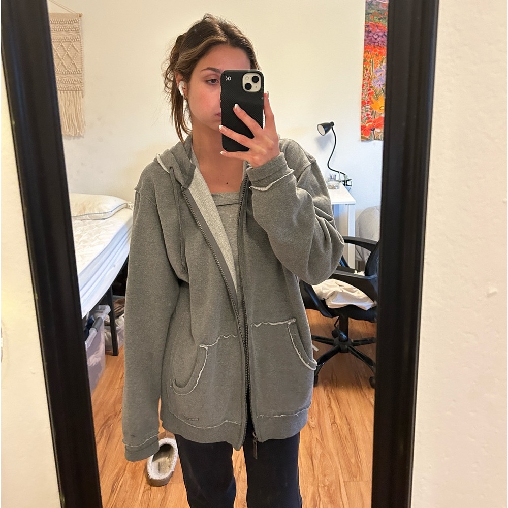 Paper denim and cloth zip up